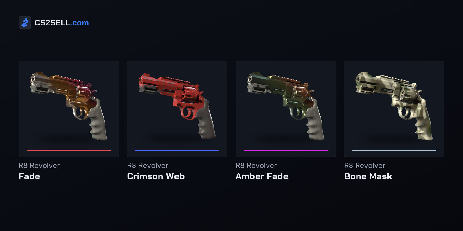 The four launch R8 finishes: two from the case and two from older collections