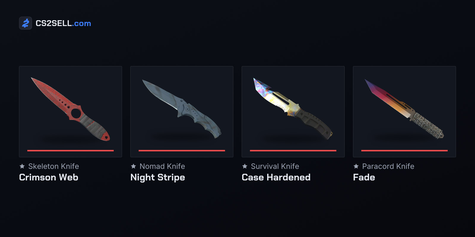 Original finishes on the four Shattered Web knives