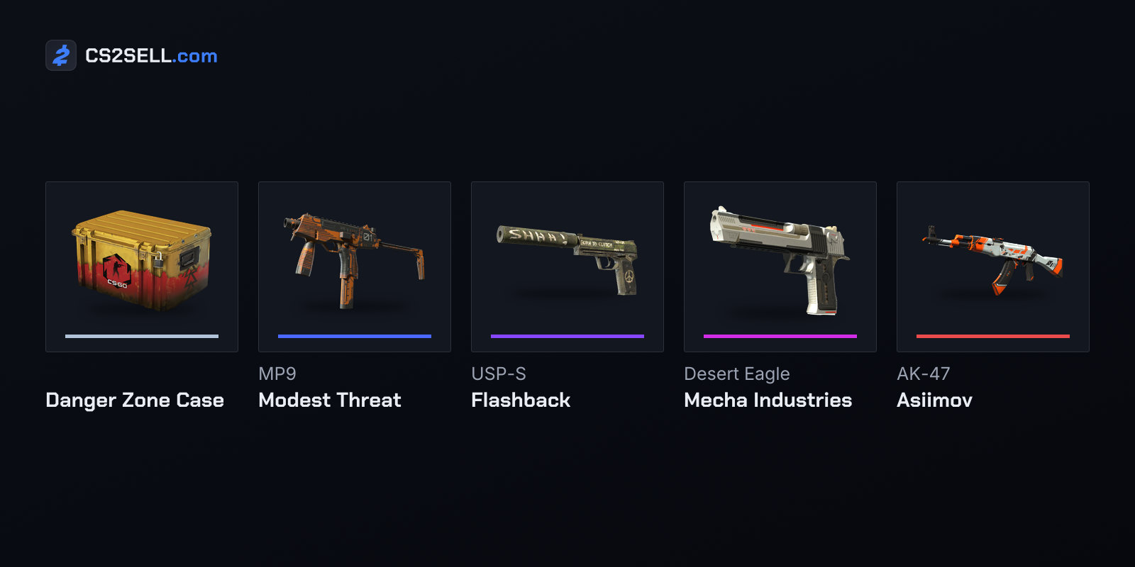 One community-made finish from each tier of the 2018 Danger Zone Case, from Mil-Spec to Covert