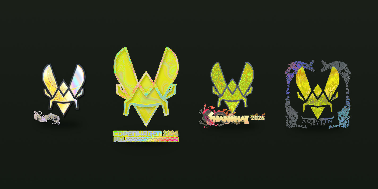 One team's holo from four Majors, the raw material for a team craft