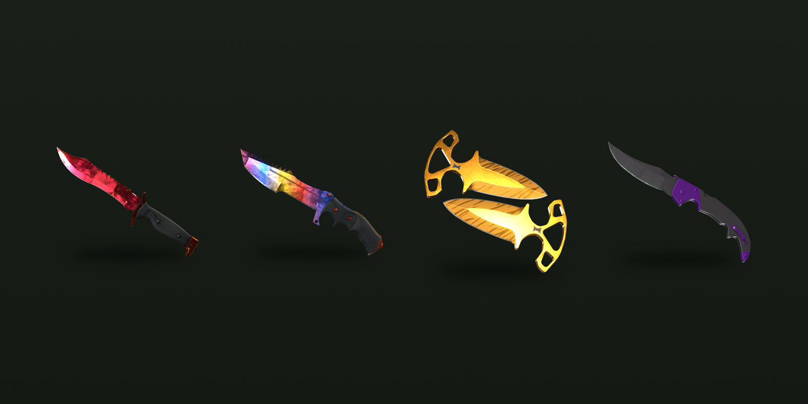 Chroma-finish knives from the Spectrum cases, part of the pool a Spectrum Covert trades into